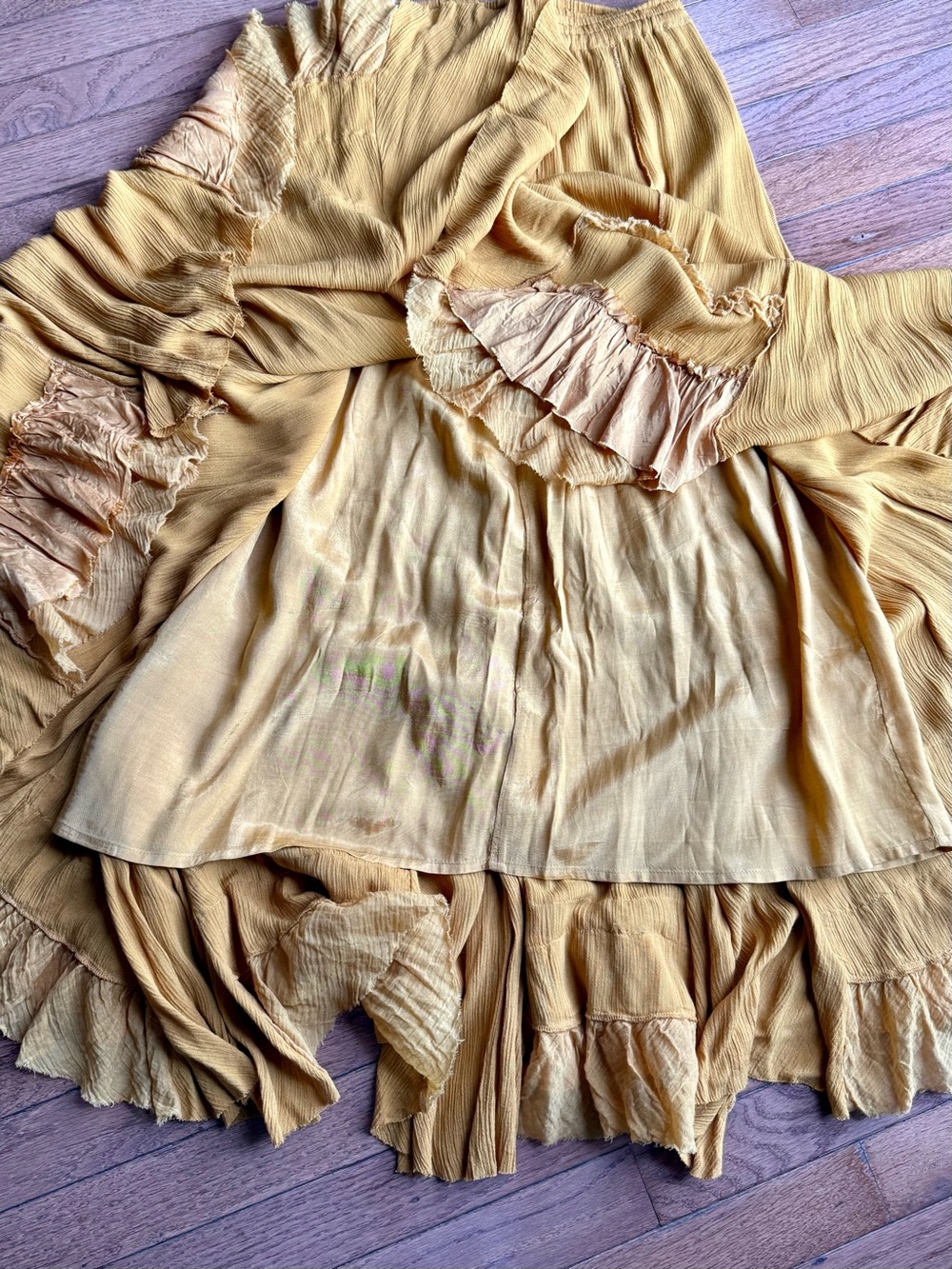 Free People FP One Golden Mustard Boho Maxi Skirt XS (stretches to a Medium) - Picture 3 of 7